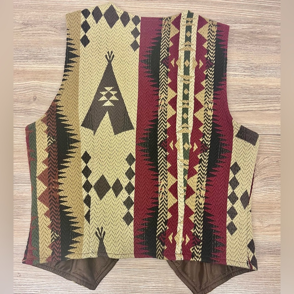 Vintage Southwestern Tribal Tapestry Vest - Aztec Pattern - Size M - Picture 2 of 6